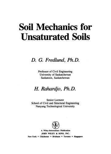 Soil Mechanics for Unsaturated Soils