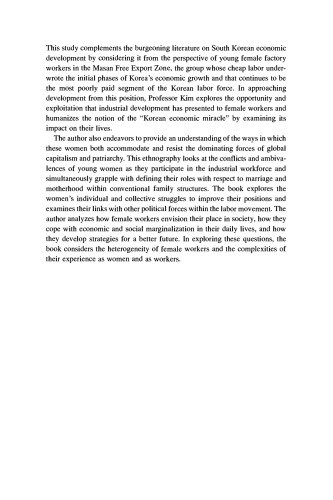 Class Struggle or Family Struggle?: The Lives of Women Factory Workers in South Korea