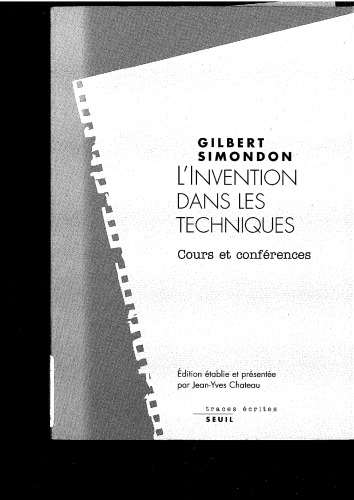 L'invention dans les techniques: Cours et conferences
