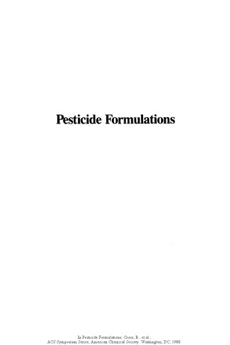 Pesticide Formulations. Innovations and Developments