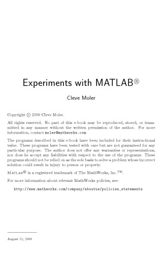 Experiments with MATLAB