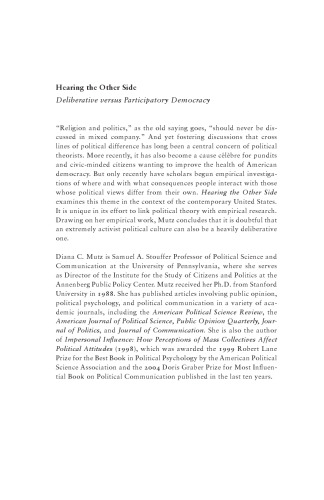 Hearing the Other Side: Deliberative versus Participatory Democracy