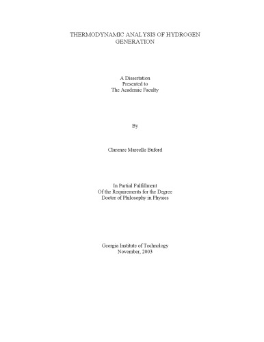 THERMODYNAMIC ANALYSIS OF HYDROGEN GENERATION