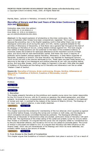 Marcellus of Ancyra and the Lost Years of the Arian Controversy 325-345 (Oxford Early Christian Studies)