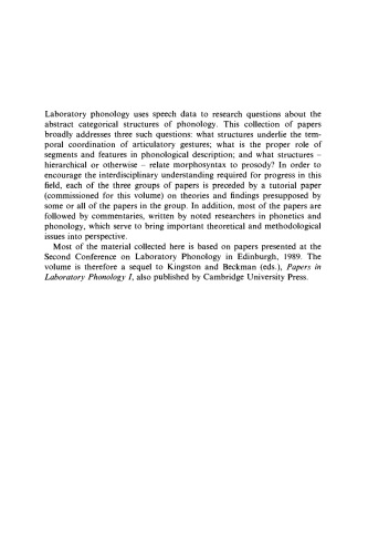 Gesture, Segment, Prosody (Papers in Laboratory Phonology II)