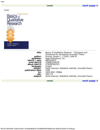 Basics of Qualitative Research: Techniques and Procedures for Developing Grounded Theory