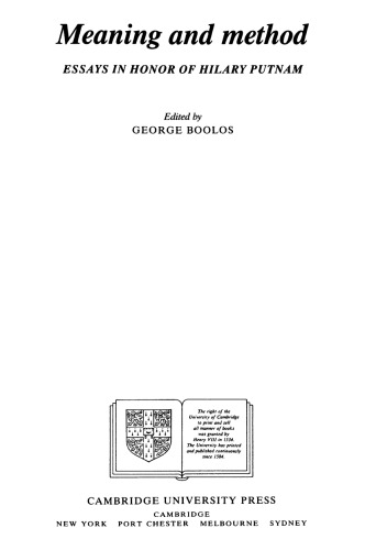 Meaning and Method: Essays in Honor of Hilary Putnam