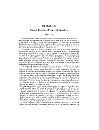 Mineral Processing Design and Operation: An Introduction