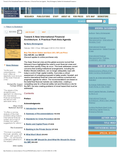 Toward a New International Financial Architecture: A Practical Post-Asia Agenda