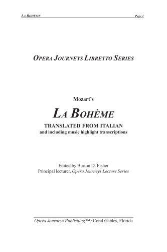 La Boheme (Opera Journeys Libretto Series)