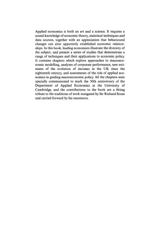 Applied Economics and Public Policy (Department of Applied Economics Occasional Papers)