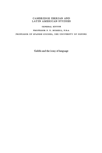Galdos and the Irony of Language