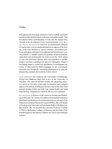 Ticks: Biology, Disease and Control