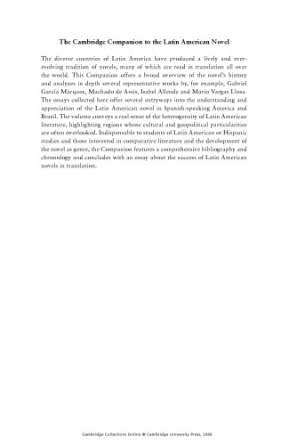 The Cambridge Companion to the Latin American Novel (Cambridge Companions to Literature)