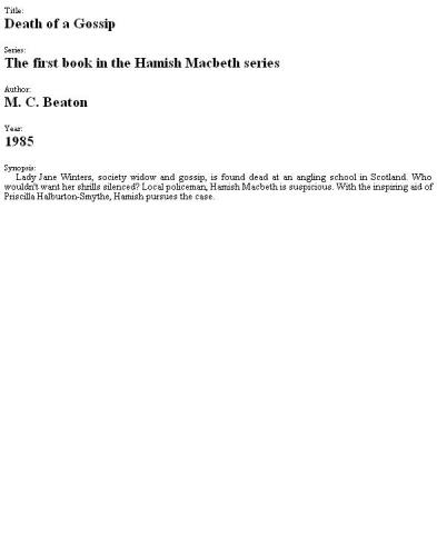 Death of a Gossip (Hamish Macbeth Mysteries - Book 01 - 1985)