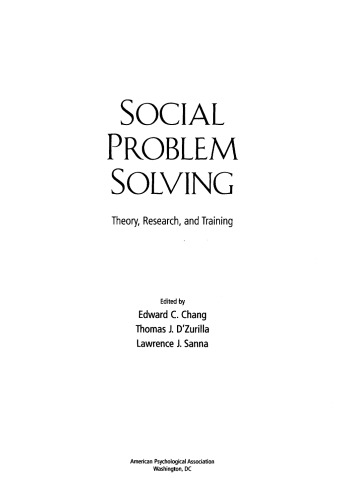 Social Problem Solving: Theory, Research, and Training