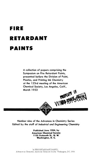 Fire Retardant Paints (Advances in Chemistry Series 009)