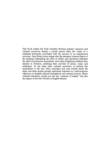 The Romance of the New World: Gender and the Literary Formations of English Colonialism