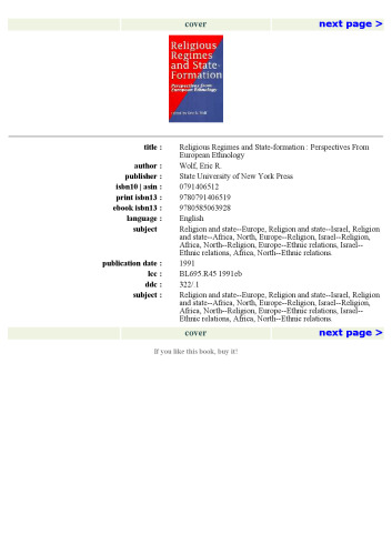 Religious Regimes and State Formation: Perspectives from European Ethnology