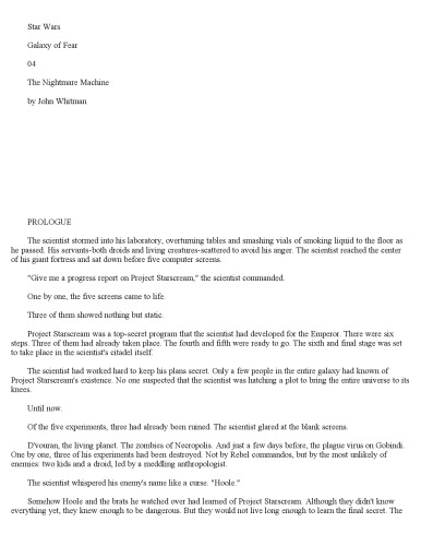 The Nightmare Machine (Star Wars: Galaxy of Fear, Book 4)