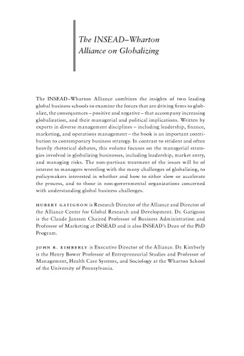 The INSEAD-Wharton Alliance on Globalizing: Strategies for Building Successful Global Businesses