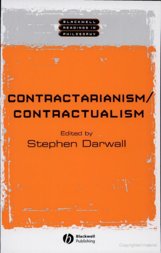 Contractarianism Contractualism (Blackwell Readings in Philosophy)