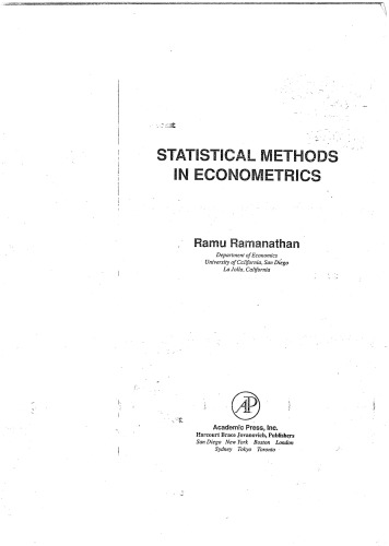 Statistical Methods in Econometrics