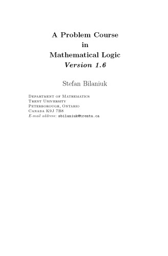 A Problem Course in Mathematical Logic