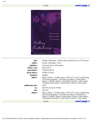 Selling Catholicism: Bishop Sheen and the Power of Television