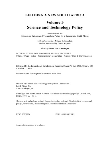 Building a New South Africa : Volume 3 (Science and Technology Policy)