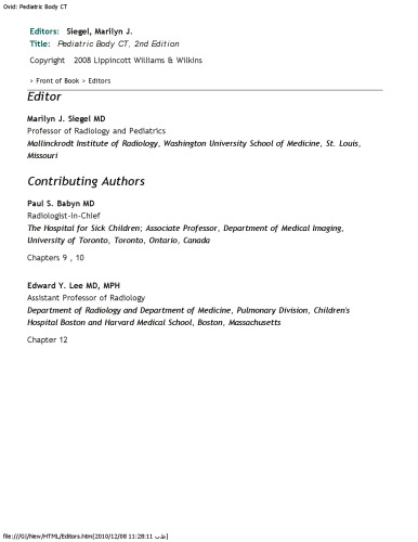 Pediatric Body CT 2nd Edition