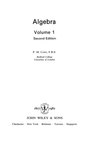 Algebra Volume 1,  2nd.edition