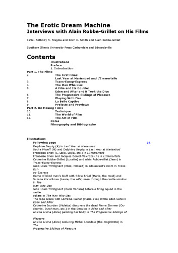 The Erotic Dream Machine: Interviews with Alain Robbe-Grillet on His Films