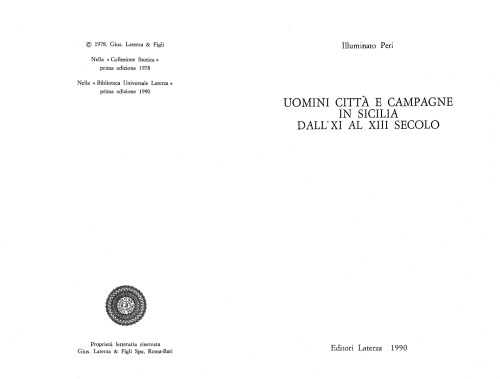 Uomini, citta e campagne in Sicilia dall'XI al XIII secolo