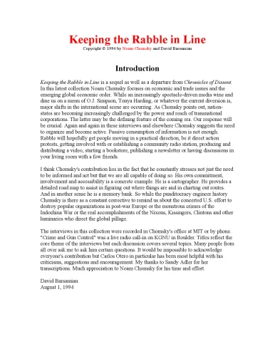 Keeping the Rabble in Line: Interviews with David Barsamian