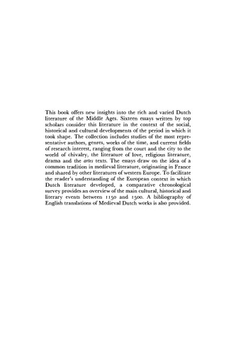 Medieval Dutch Literature in its European Context