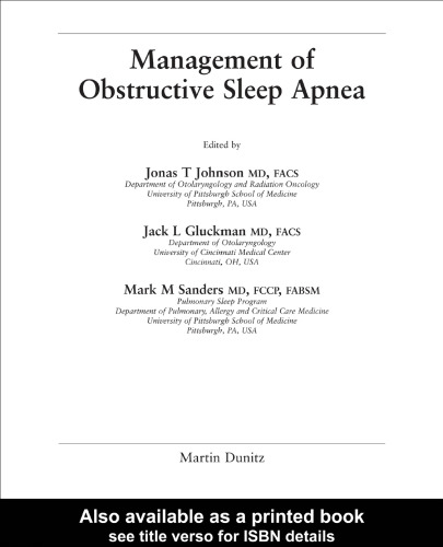 Management of Obstructive Sleep Apnea