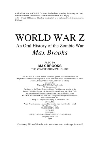 World War Z: An Oral History of the Zombie War