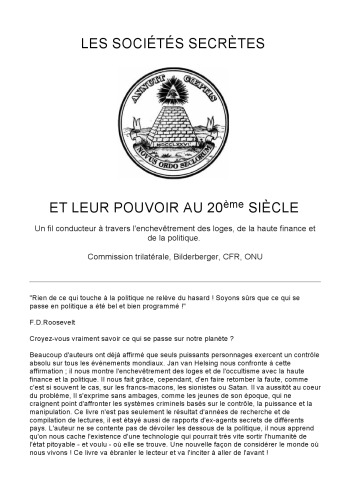 Les societes secretes et leur pouvoir au 20eme siecle