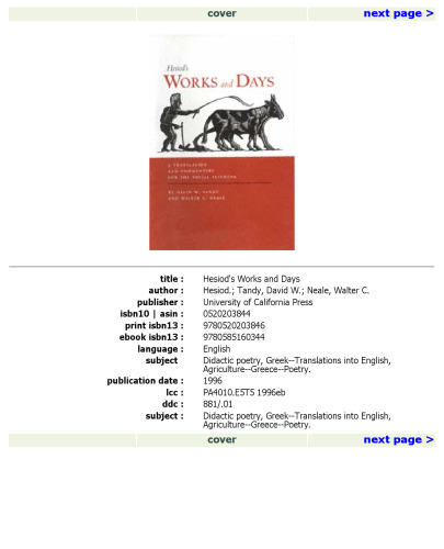 Works and Days: A Translation and Commentary for the Social Sciences