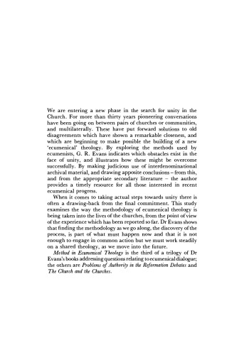 Method in Ecumenical Theology: The Lessons So Far