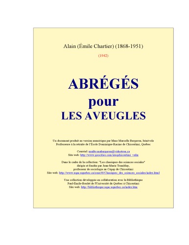 Abreges pour les aveugles - portraits et doctrines de philosophes anciens et modernes.