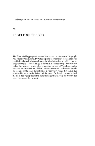 People of the Sea: Identity and Descent among the Vezo of Madagascar