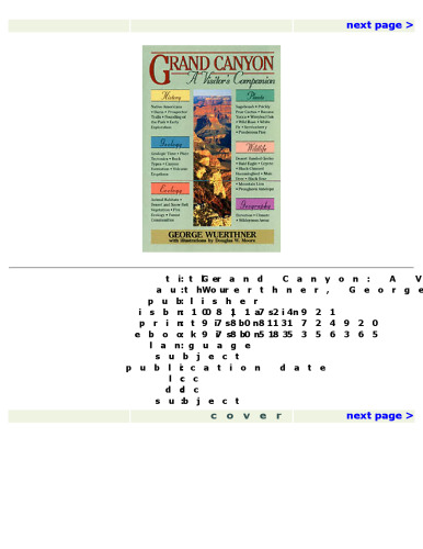 Grand Canyon: A Visitor's Companion (National Park Visitor's Companion)