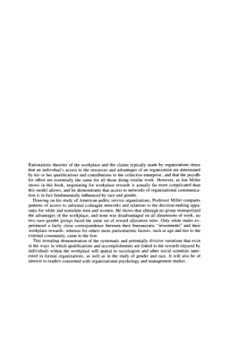 Pathways in the Workplace: The Effects of Gender and Race on Access to Organizational Resources (American Sociological Association Rose Monographs)
