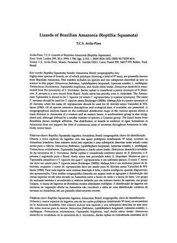 Lizards of Brazilian Amazonia (Reptilia: Squamata) (Zoologische Verhandelingen)