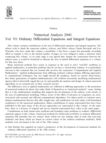 Numerical Analysis 2000 : Ordinary Differential Equations and Integral Equations (Numerical Analysis 2000, V. 5)