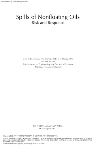 Spills of Nonfloating Oils: Risk and Response