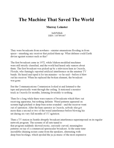 The Machine That Saved the World