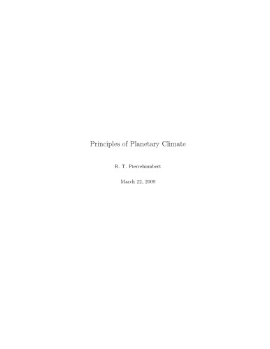 Principles of Planetary Climate